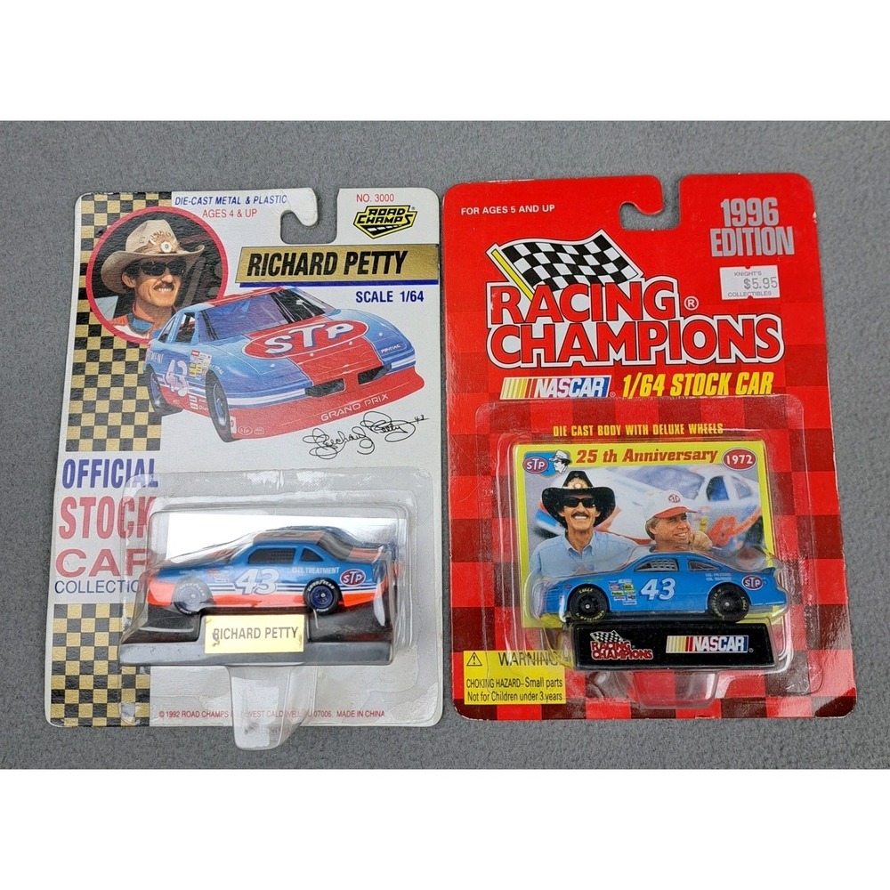 Vintage Richard Petty Diecast Cars Lot 2ct STP Racing NASCAR 90s New Road Champs